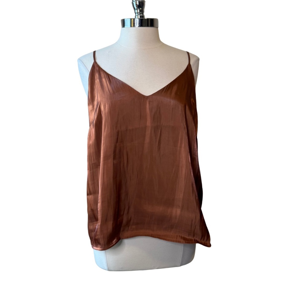 Satin V-Neck Cami Top - Copper